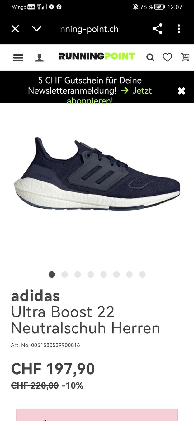Adidas Herrenschuhe: adidas Ultra Boost 22 Neutralschuh 44 – Gebraucht aus Bern von ged_ffx9 4