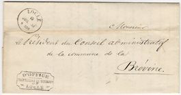 LOCLE 15 JUIL 1853 auf amtlichem Faltbrief nach BRÉVINE