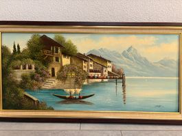 100x50/Martin/ Gandria Monte Zuchero ÖlgemäldeSeelandschaft