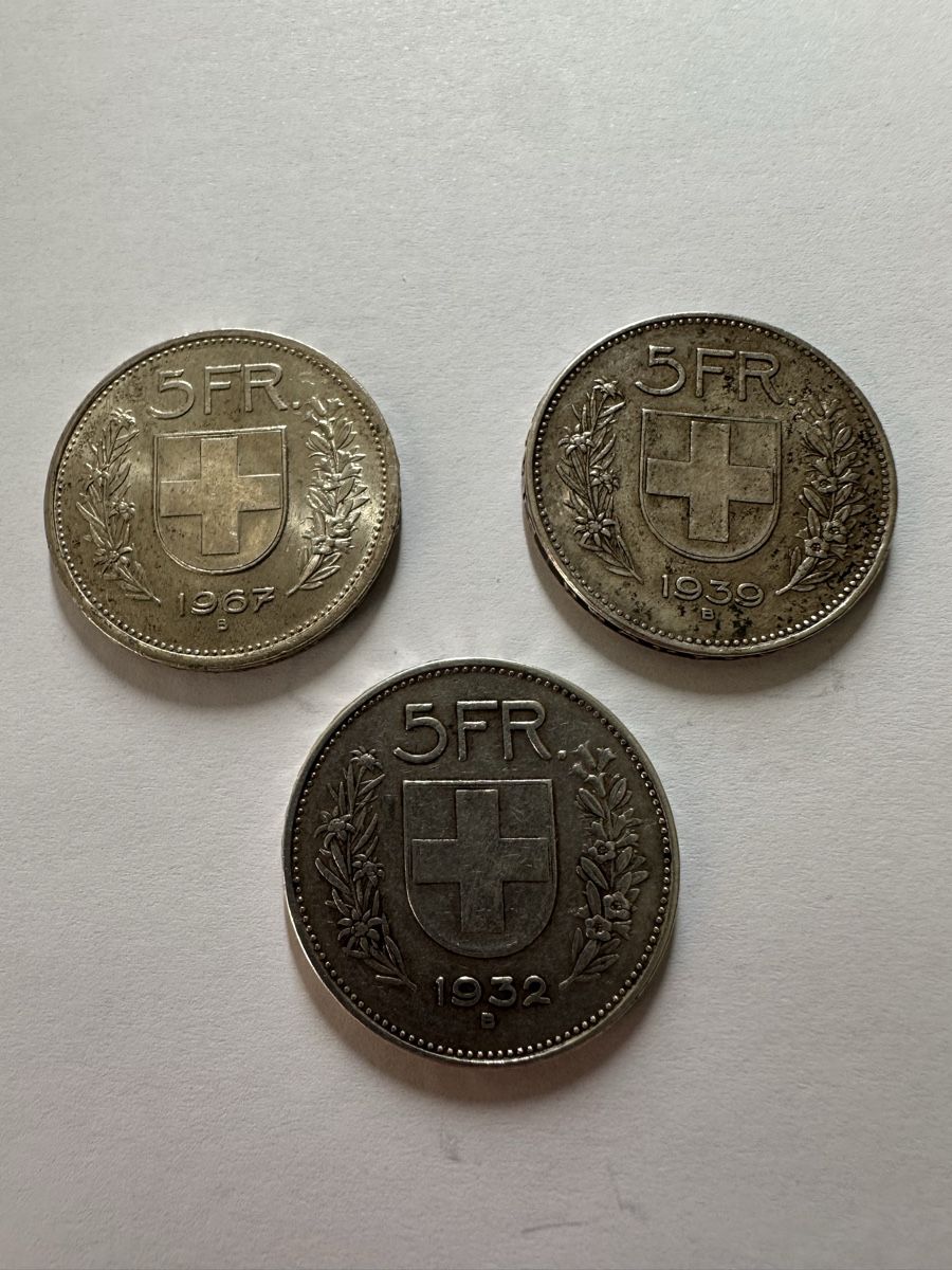 Tutti le monete: 3 Fünfliber Silvermünzen – Usato da Glis venduto da bfe_ghf5