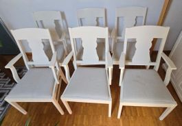Stuhl mit Armlehnen (Ikea Ingatorp, weiss, Landhausstil) 6x