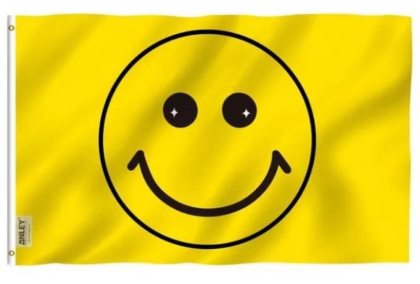Fahnen: Smiley Fahne 90 x 150 cm – Neu und originalverpackt aus Langenbruck von Gumsi