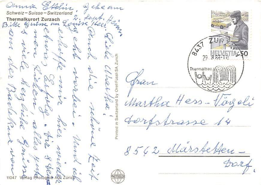 Cartoline postali: AG - Zurzach – Usato da Ottikon b.Kemptth. venduto da Neptun1974 1