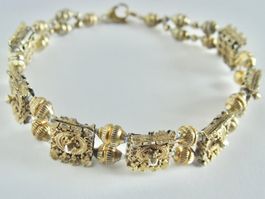 Armband aus antiken Silberteilen aus Sri Lanka, vergoldet