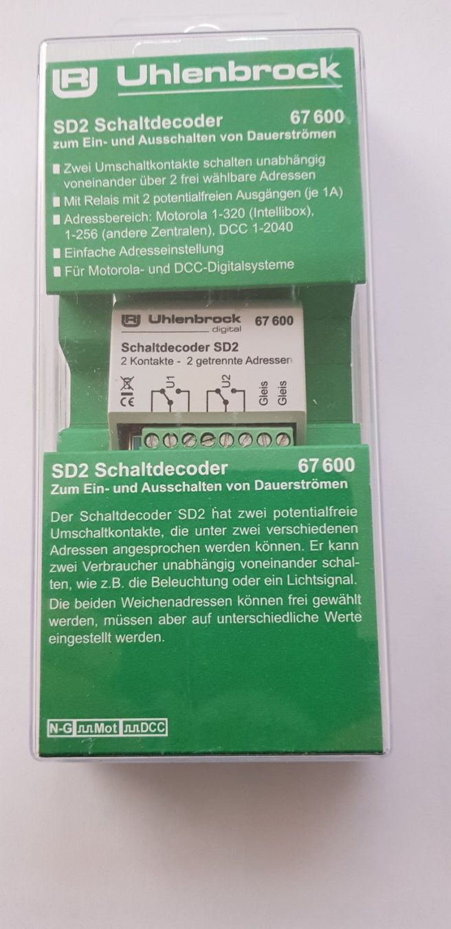 Uhlenbrock Modellini di ferrovie: Set von 4 Uhlenbrock Schaltdecodern SD2 67 600 – Usato da Obfelden venduto da wanderfredy