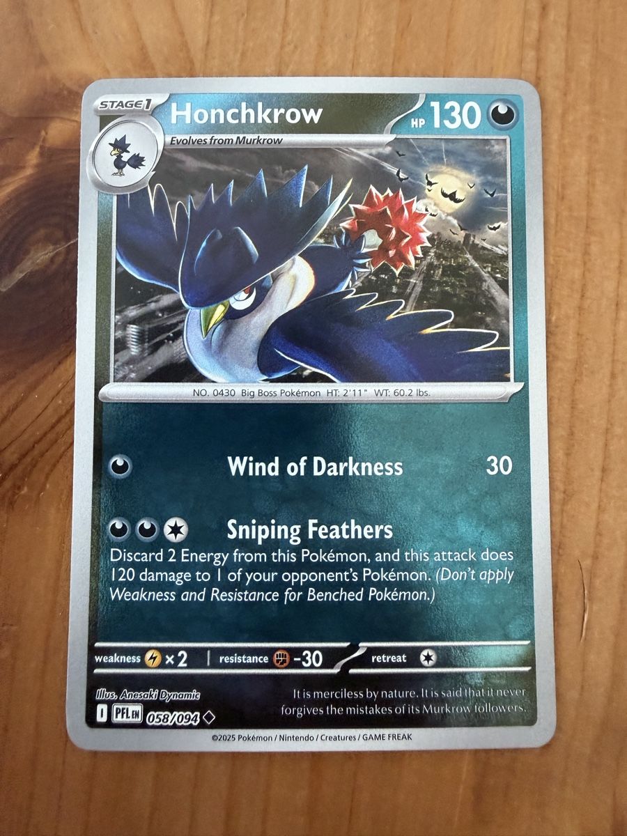 Pokémon Carte collezionabili: Honchkrow (PFL058) – Nuovo (secondo la descrizione) da Vevey venduto da Matx