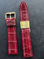 Croco veritable Uhrenarmband 20mm - Bordeaux Rot, Neu & Top!