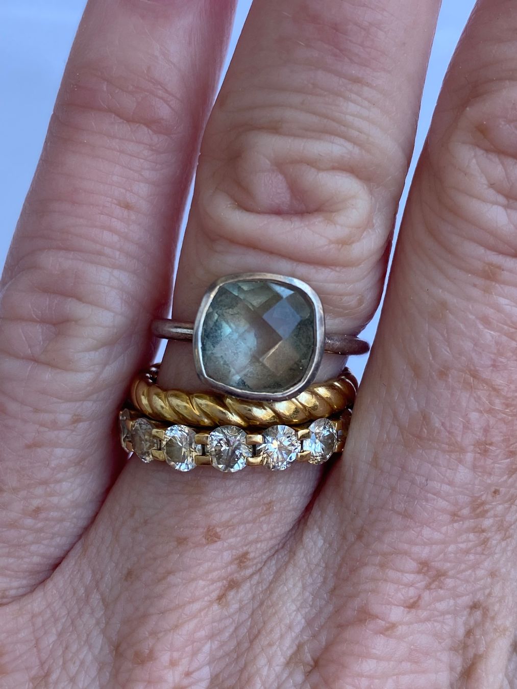 Ringe: Bague argent avec pierre carrée grise taille 52 – Gebraucht aus Genève von lejardindesvetements 1