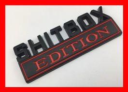 Emblem Shitbox Edition Schwarz Auto Schrott Crap Alt Rost