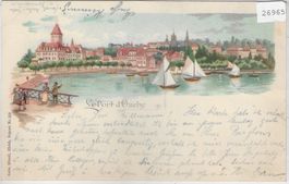 Souvenir le Port d'Ouchy - Litho 1898