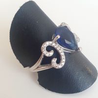 Ring 925 Silber mit blauem Stein Gr 18,7 mm
