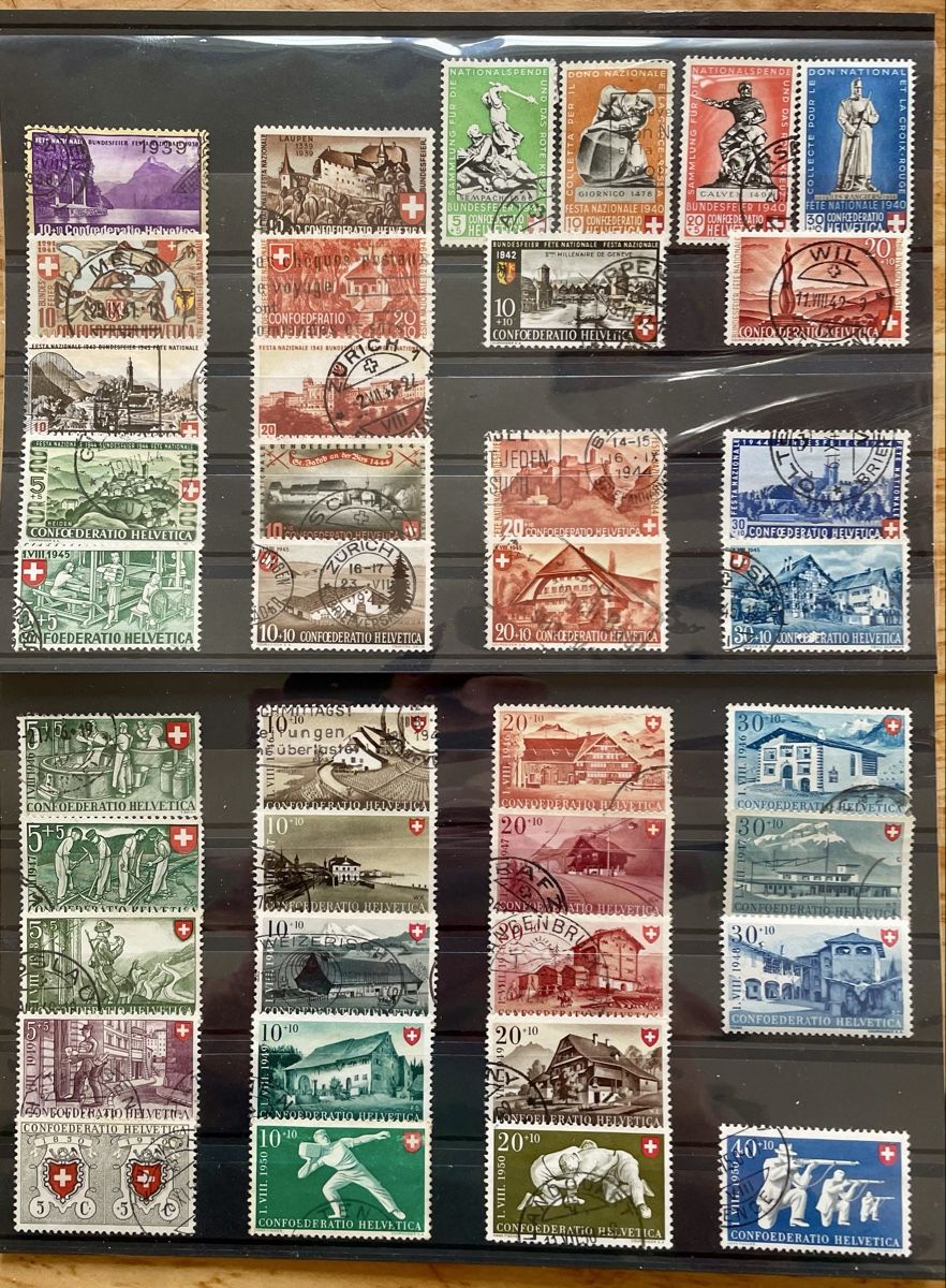 Alle Briefmarken: CH Pro Patria ab 1938, siehe Abbildungen – Gebraucht aus Rorschach von Ziltenera