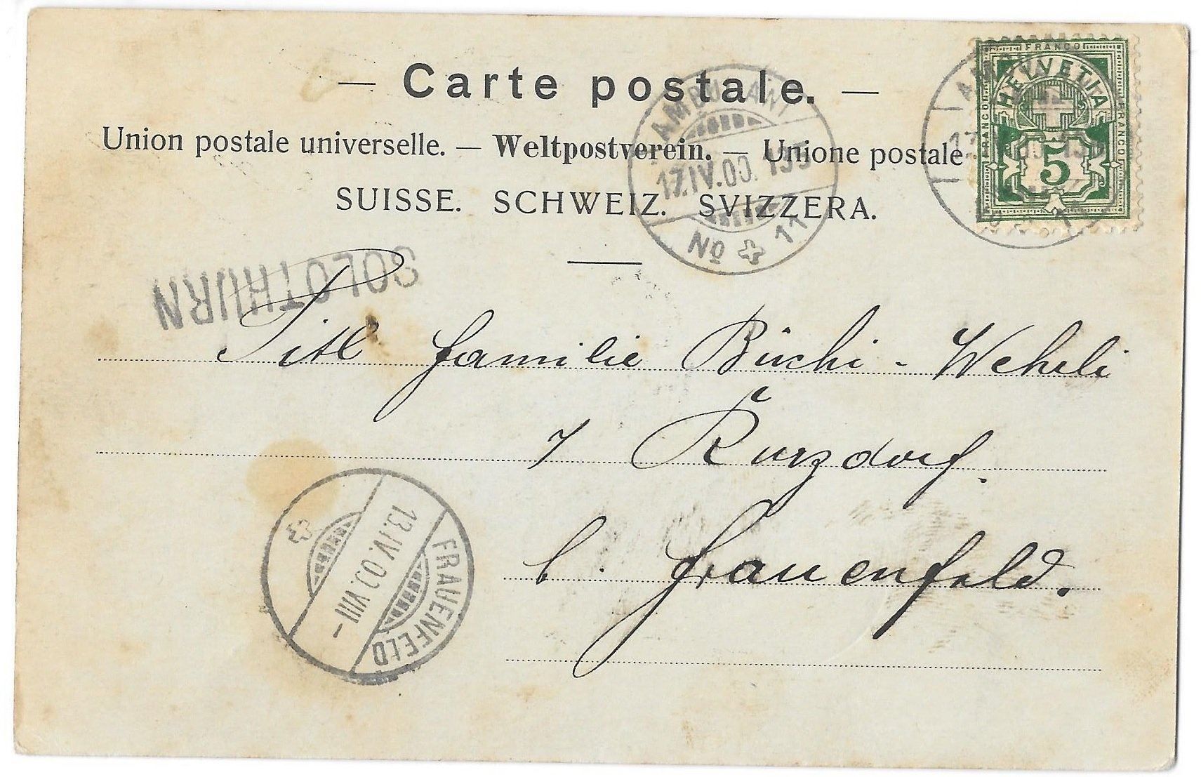 Cartoline postali: Derendingen 2 Bilder Restaurant Kirche Schulhaus – Usato da Olten venduto da clotaldi 1