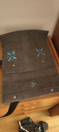 Felt Bag with Embroidered Stars Dark Grey Shoulder Bag