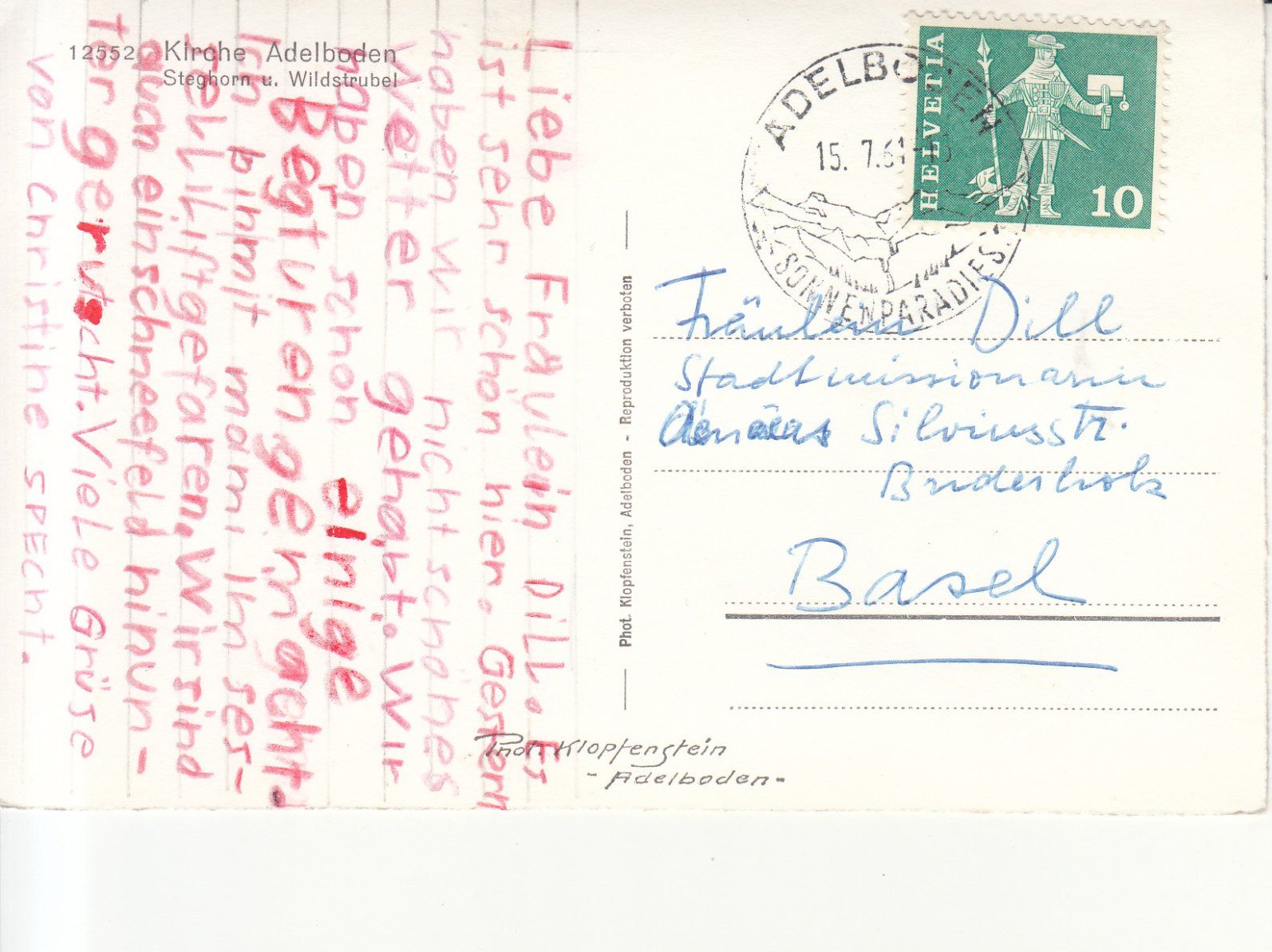 Ansichtskarten: Adelboden 1961 – Gebraucht aus Bürglen TG von StampGraf 1