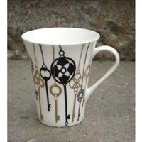 SONDERANGEBOT => 6Tassen/Mugs von S&P "Black+Gold Keys"