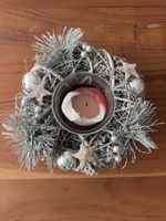 Weihnachtskranz mit Kerzenglas silberfarben gebraucht