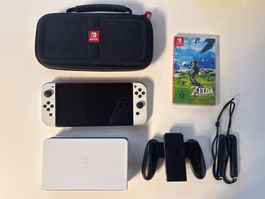 Nintendo Switch OLED Konsole mit Zubehör und Spiel