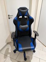 Gaming Stuhl schwarz blau mit Nackenkissen gebraucht