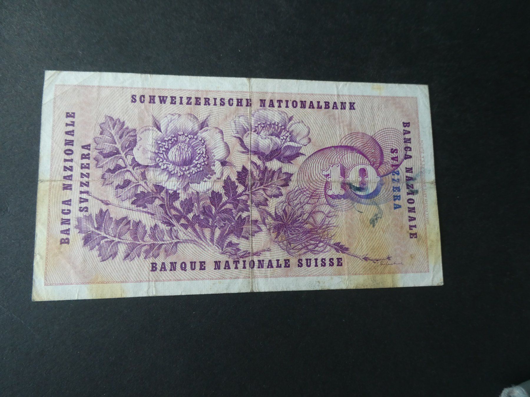 Banconote: Schweiz 1956,  10 Franken – Usato da Hinterforst venduto da Rohusri 1