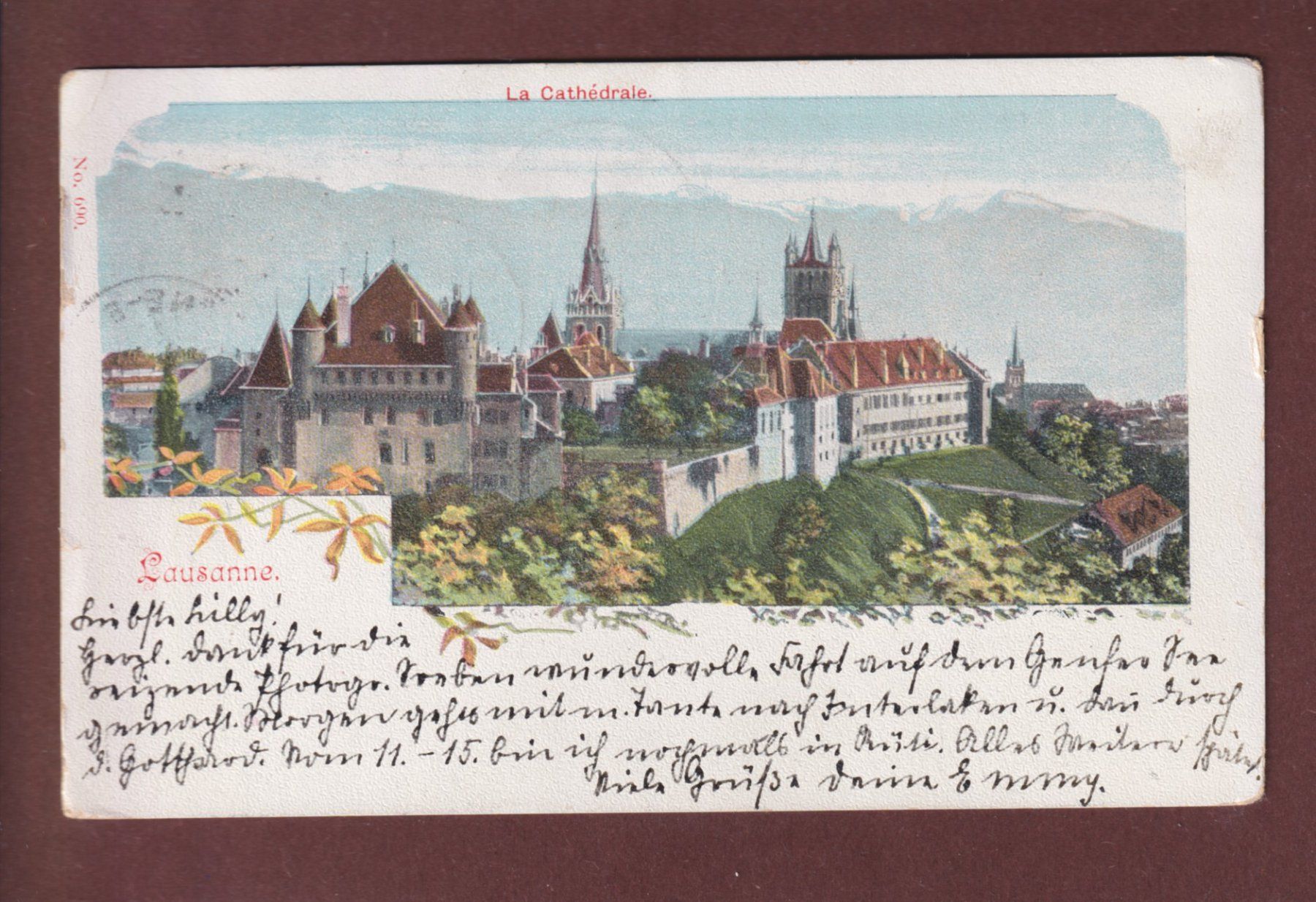 Cartoline postali: LAUSANNE - Château et Cathédrale - 1902 – Usato da Pully venduto da nicecards