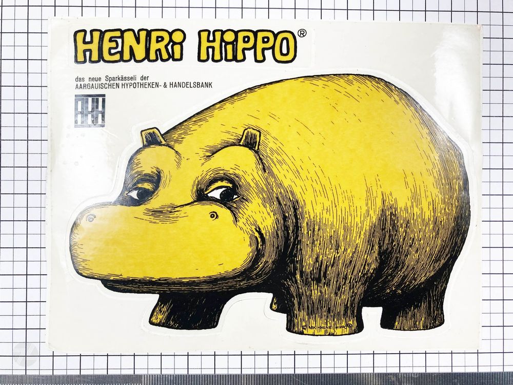 Henri Hippo Bank Aargau Aufkleber Sticker Abziehbild Kleber | Kaufen ...