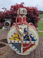 Schweizer Feldflasche, Leder, Handarbeit, Vintage Deko!