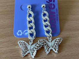 Claire‘s - Ohrringe, Modeschmuck, Schmetterling, silbern
