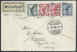 Flugpost Schweiz 1926 Köln Basel Zürich ab Bonn Luftpost