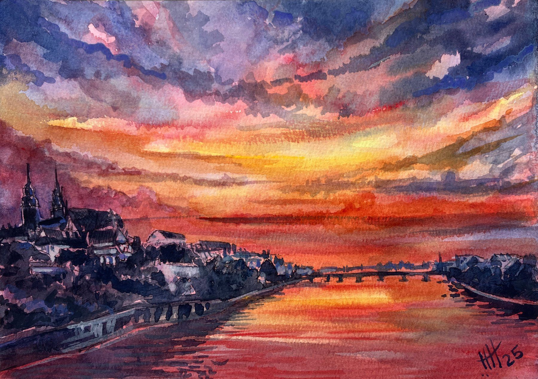 Dipinti: Aquarellmalerei Basel Bridge (3) A4-Format – Nuovo (secondo la descrizione) da Basel venduto da HNDidn