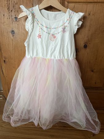 Mädchen Sommerkleid Tüll weiss bunt 7-8 Jahre gebrauc