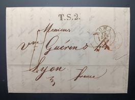 ITALIEN, Faltbrief ab ROMA 1845, nach Lyon/Frankreich