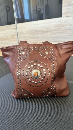 Sac en cuir marron «Authentic Moroccan Leather Craft»