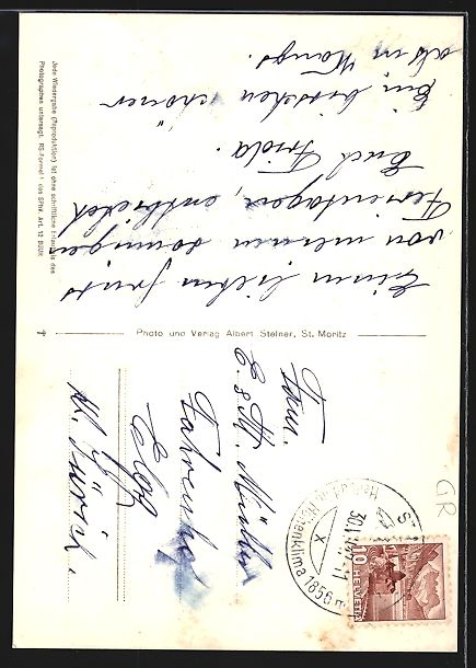 Cartoline postali: St. Moritz, Ortsansicht aus der Vogelsch – Usato da Berlin venduto da bartko-reher 1