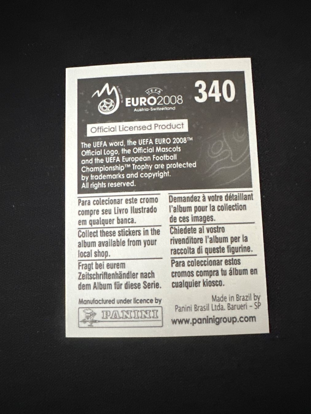 Panini Carte collezionabili: Panini UEFA EM 2008 Sticker - Nr. 340 – Usato da Sulz AG venduto da DealWerk 1