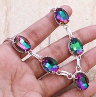 Mystic Topaz 925 Silver Plated Handmade Necklace of 18"