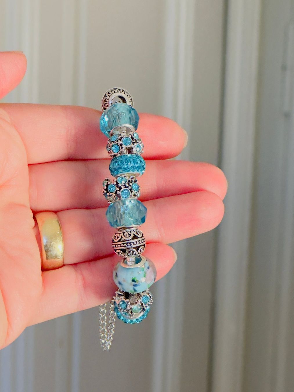 Bracciali & Braccialetti: Blue Rhinestone Beads Bracelet 18 sm – Nuovo e nell'imballaggio originale da Genève venduto da AWWA 5