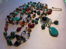 Echte Vintage 60er Jahre Top 3 strängige Halskette Collier