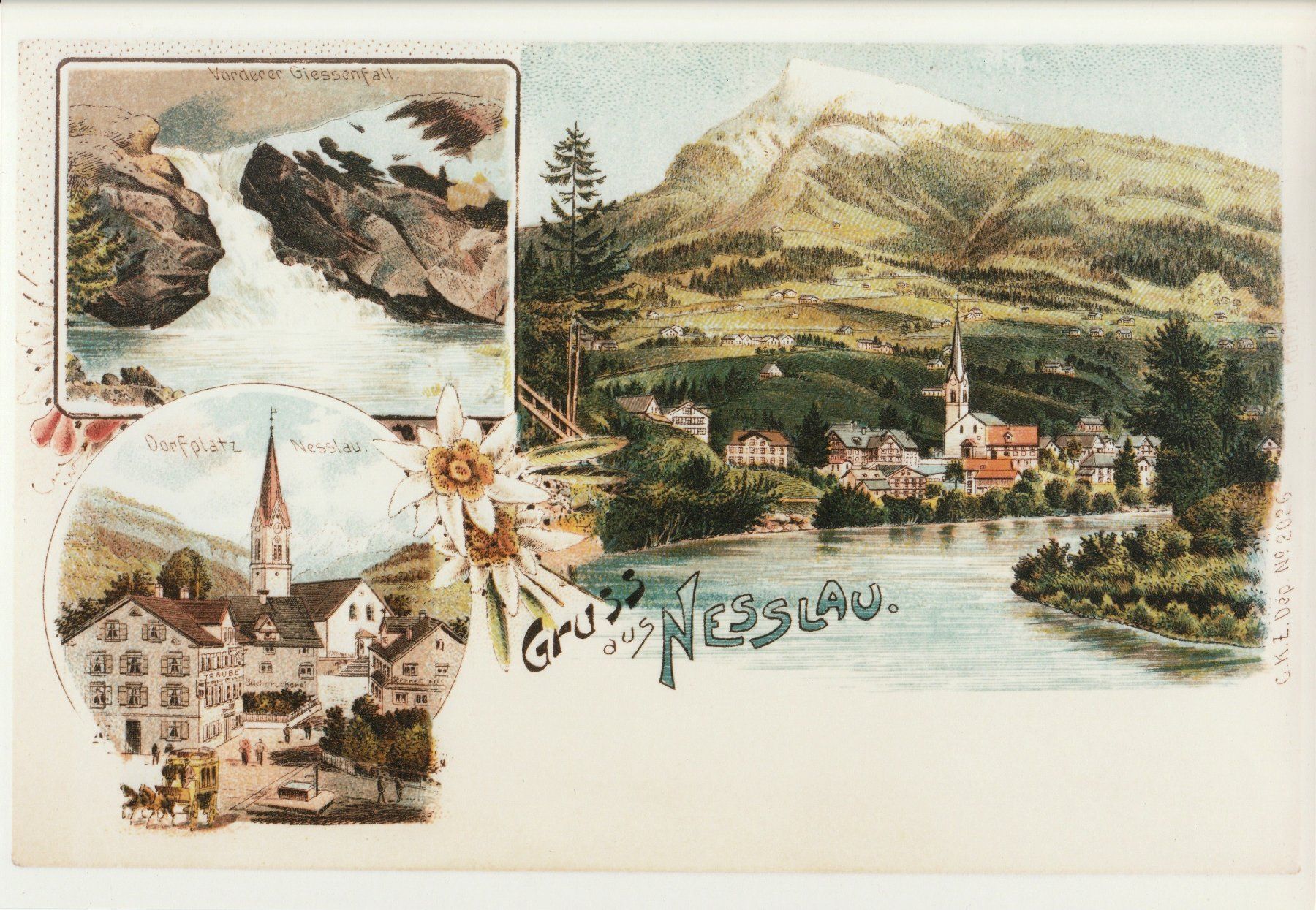 Cartoline postali: Nesslau um 1900 -  A4 Litho – Usato da Fällanden venduto da Blausegelfliege