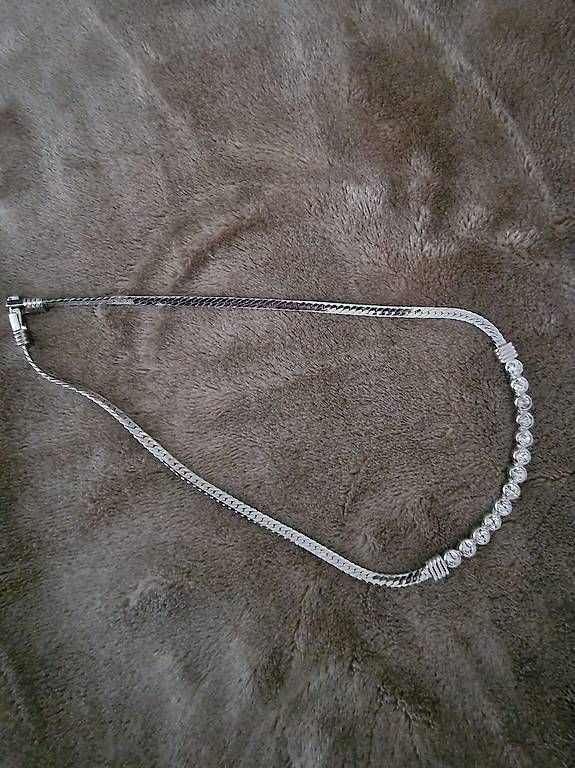 Catenine: Collier / Halskette  Kristall & Herringbone-Kette, Silber – Usato da Gretzenbach venduto da zan_p6jk 1