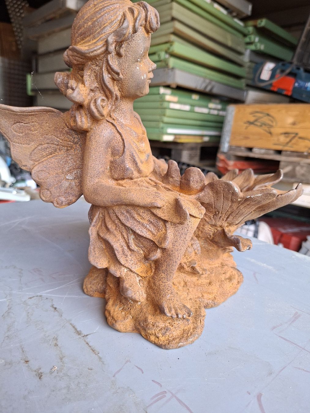 Figuren: Gartenfigur Fee mit Blume Rost Gusseisen  – Neu (gemäss Beschreibung) aus Grossdietwil von hufi10 2