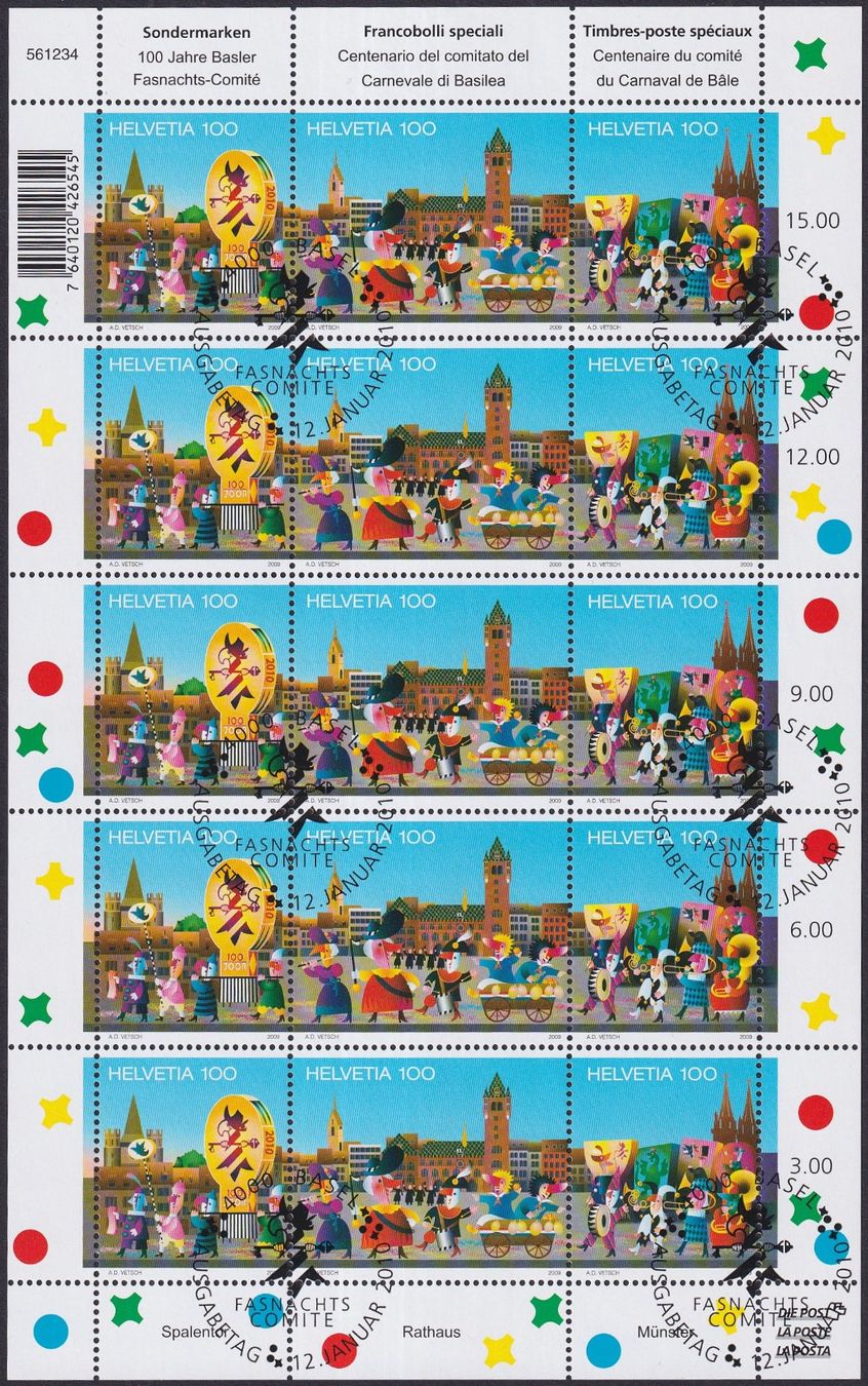 Alle Briefmarken: 2009, OZ183 Zierbogen mit Ersttags-Stempel. Kat: 70.- – Gebraucht aus Sursee von Luzernerraute