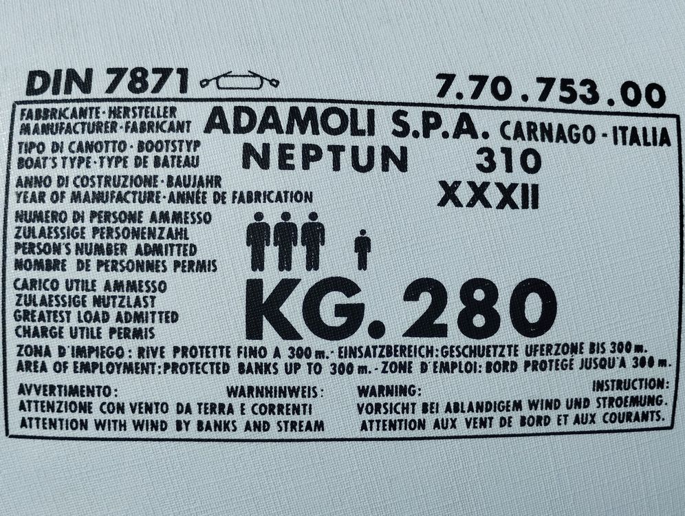 ADAMOLI Neptun 310 Schlauchboot (Gebraucht) in Schübelbach für CHF 25 ...