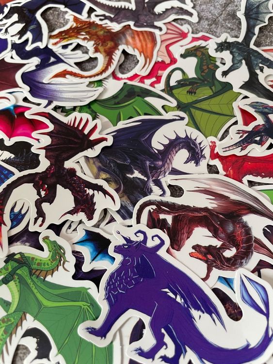 50x Drachen / Dragons / Aufkleber Sticker (Neu (gemäss Beschreibung ...