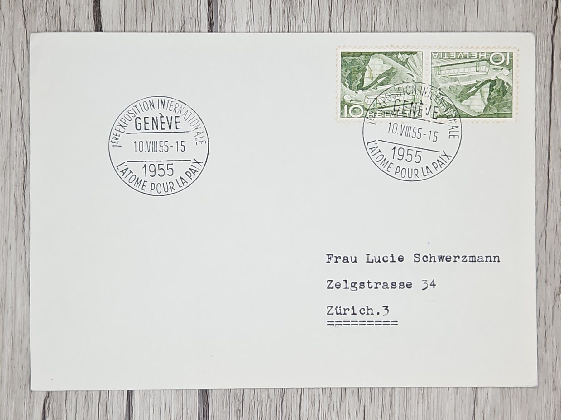 Tutti i francobolli: CL13 Enveloppe + Timbre Suisse 1955 – Usato da Cousset venduto da Patrick_Collections