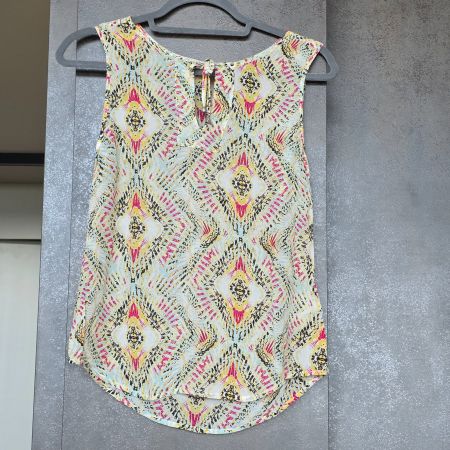 🐸 NILE TOP / BLUSE XS 100% VISKOSE FRÖHLICHES MUSTER