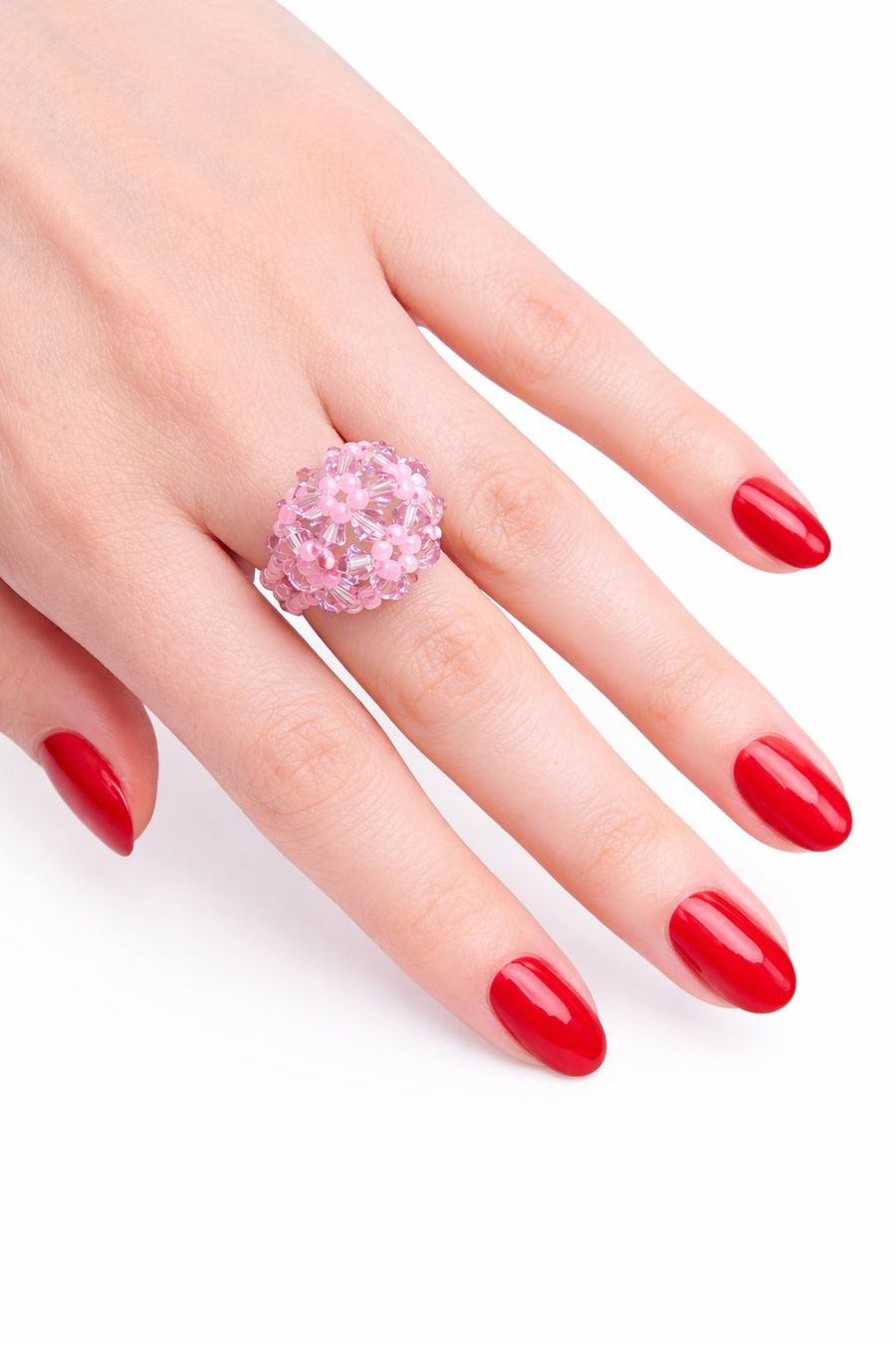 Ringe: Handgemachter Glasperlen Ring Rosa – Neu und originalverpackt aus Fully von VaneaSelection 1