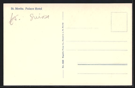 Cartoline postali: AK St. Moritz, Palace Hotel – Usato da Berlin venduto da bartko-reher 1