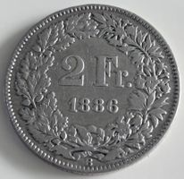 2 Fr. 1886 Münze Schweiz guter Zustand