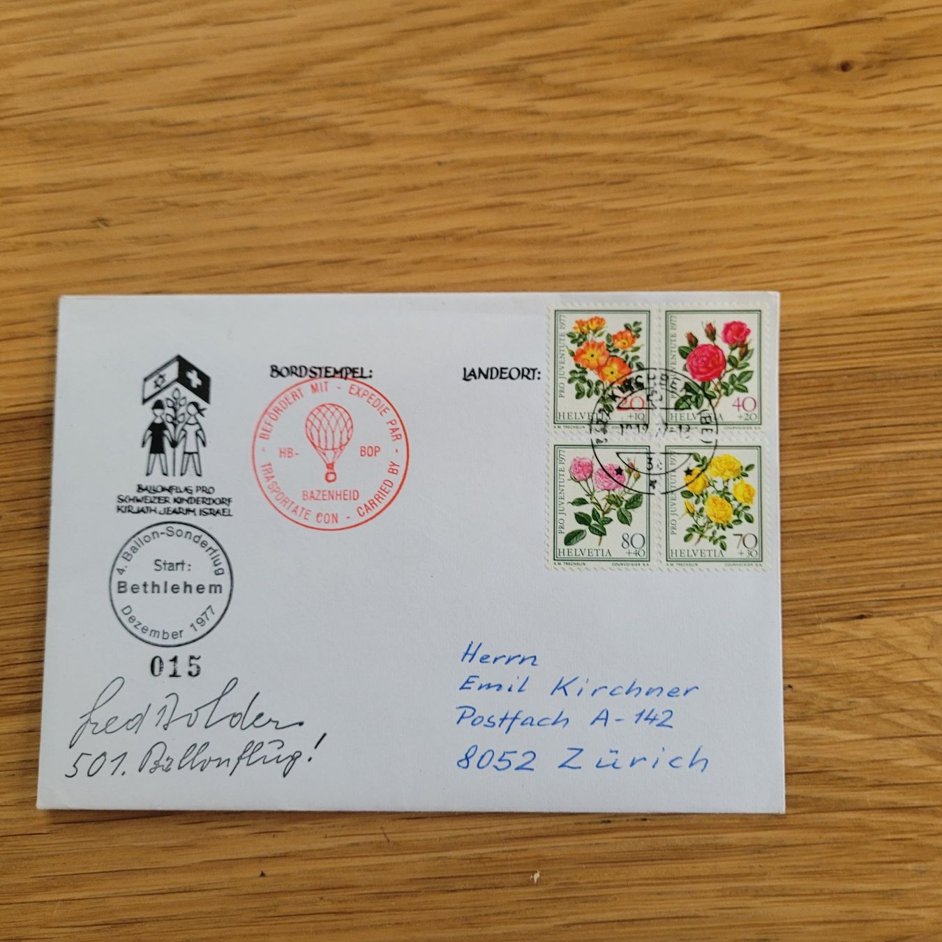 Alle Briefmarken: Dokument Bethlehem 1977 – Gebraucht aus Biel/Bienne von Destockweb